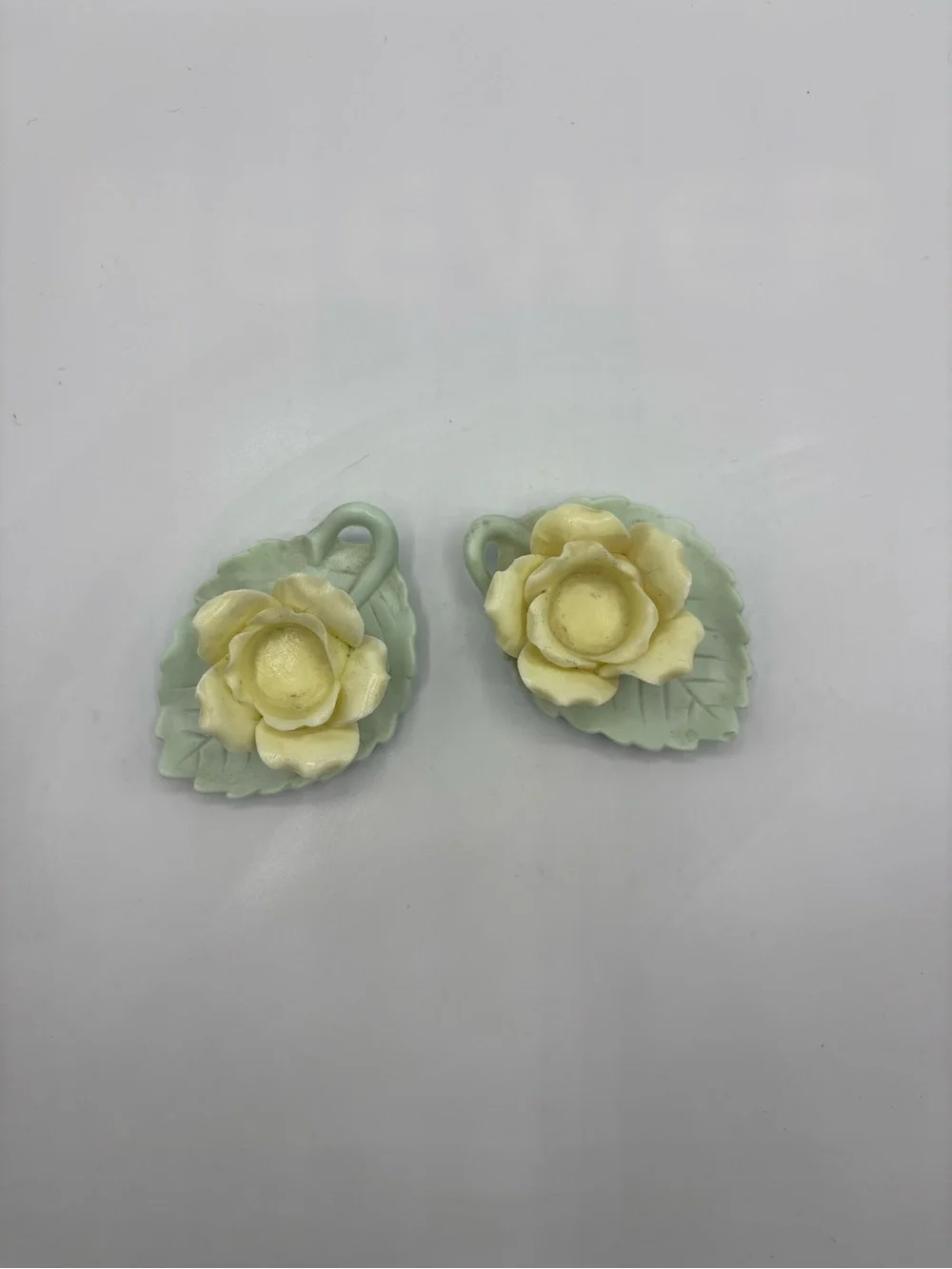 Vintage Mini Rose leaf CANDLE HOLDER Ardalt Japan Set Of Two